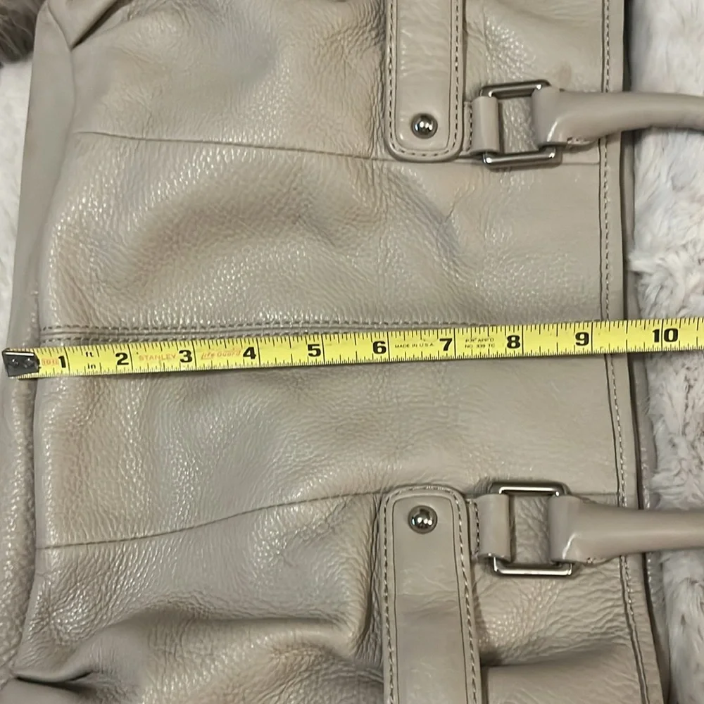 Banana Republic Beige Stone Pebbled Leather Slouchy Crossbody Shoulder Bag Purse
